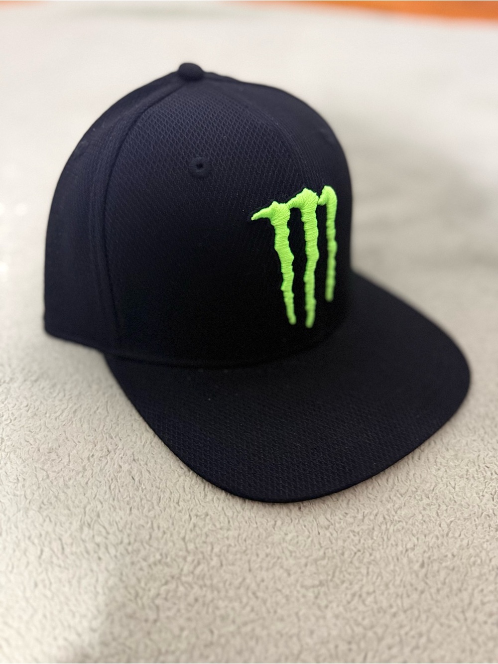 Black Snapback Hat with Neon Green Monster Logo